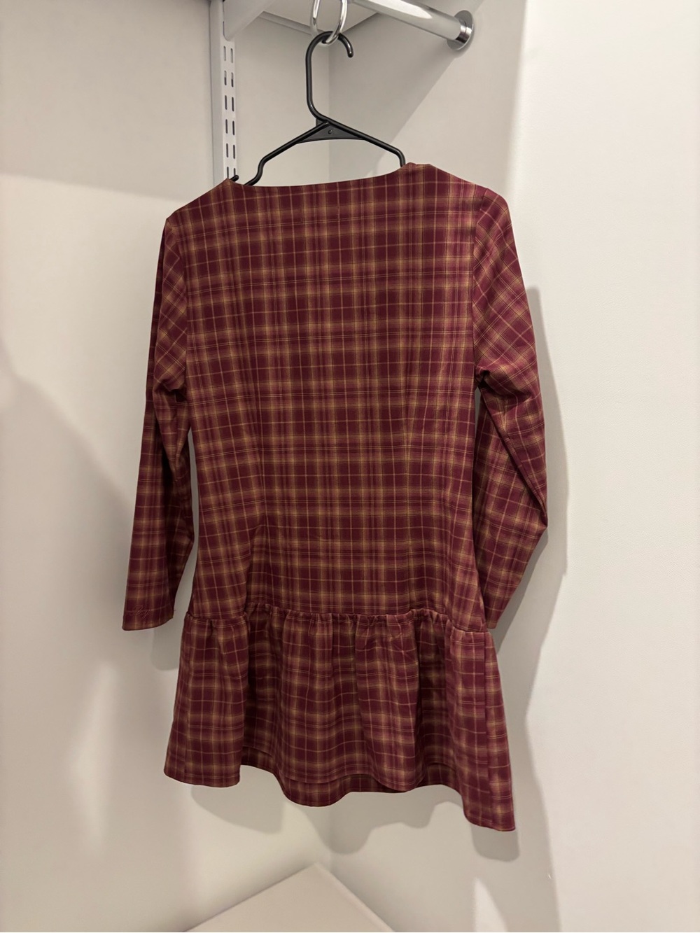 Dairy Boy Plaid Button-Front Mini Dress in Burgundy - Picture 2 of 3